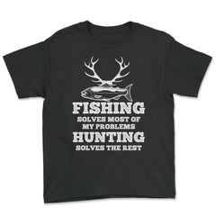 Funny Papa Fishing And Hunting Lover Grandfather Dad product - Youth Tee - Black