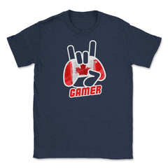 Canadian Flag Gamer Fun Humor T-Shirt Tee Shirt Gift Unisex T-Shirt - Navy
