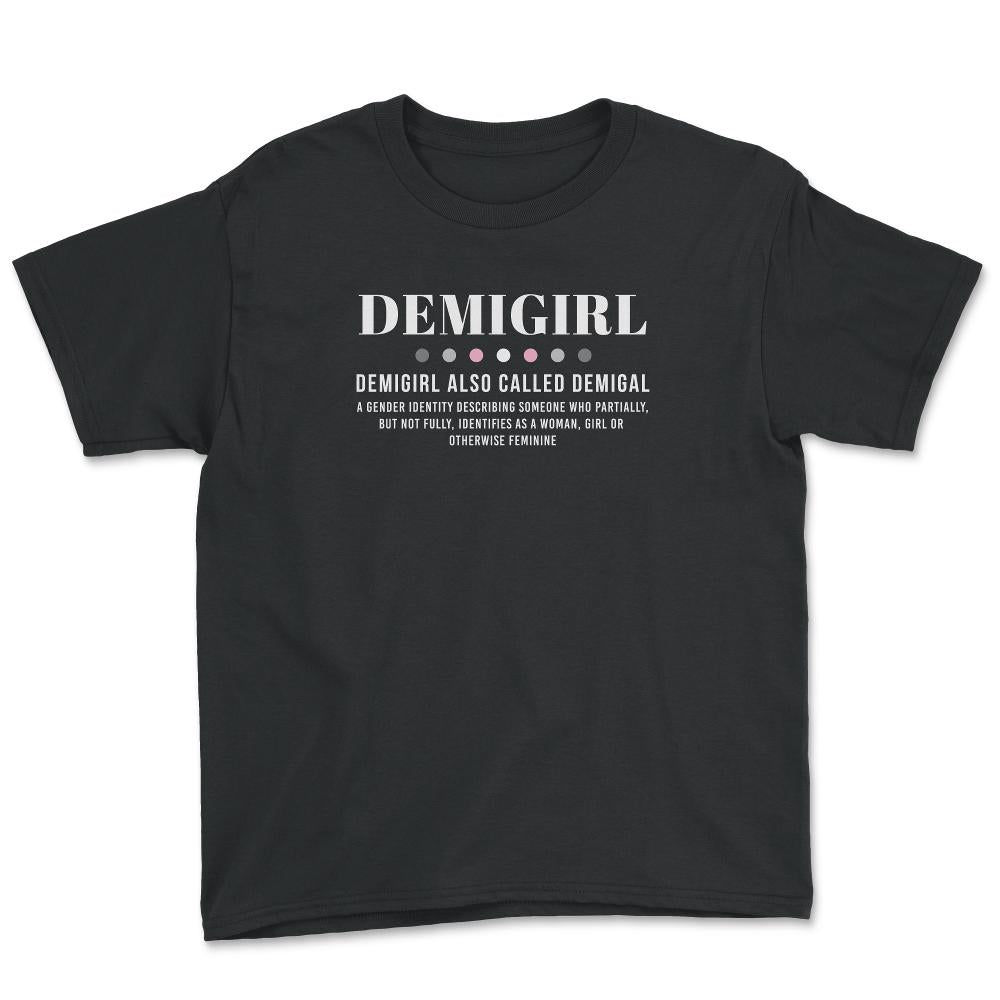 Demigirl Definition Female & Agender Color Flag Pride product - Youth Tee - Black
