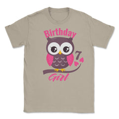 Owl on a tree branch Character Funny 7th Birthday girl print Unisex - Cream