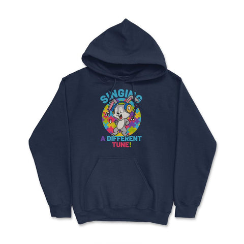 Singing a Different Tune Autism Awareness Bunny graphic Hoodie - Navy