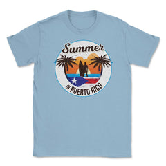 Summer in Puerto Rico Surfer Puerto Rican Flag T-Shirt Tee Unisex - Light Blue