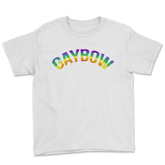 Gaybow Rainbow Word Art Gay Pride t-shirt Shirt Tee Gift Youth Tee - White