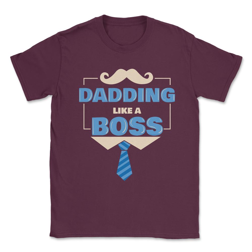 Dadding like a Boss Funny Colorful Text Quote & Moustache graphic - Maroon