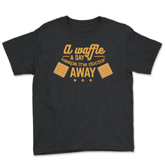 A Waffle a Day Keeps the Doctor Away graphic Novelty print Youth Tee - Black