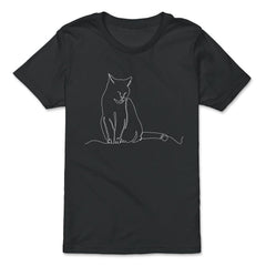 Outline Cat Theme Design for Line Art Lovers design - Premium Youth Tee - Black