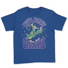 Let’s Party Gras Funny Mardi Gras Bird Drinking product Youth Tee - Royal Blue