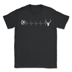 Funny Fish Deer EKG Heartbeat Fishing And Hunting Lover design - Unisex T-Shirt - Black