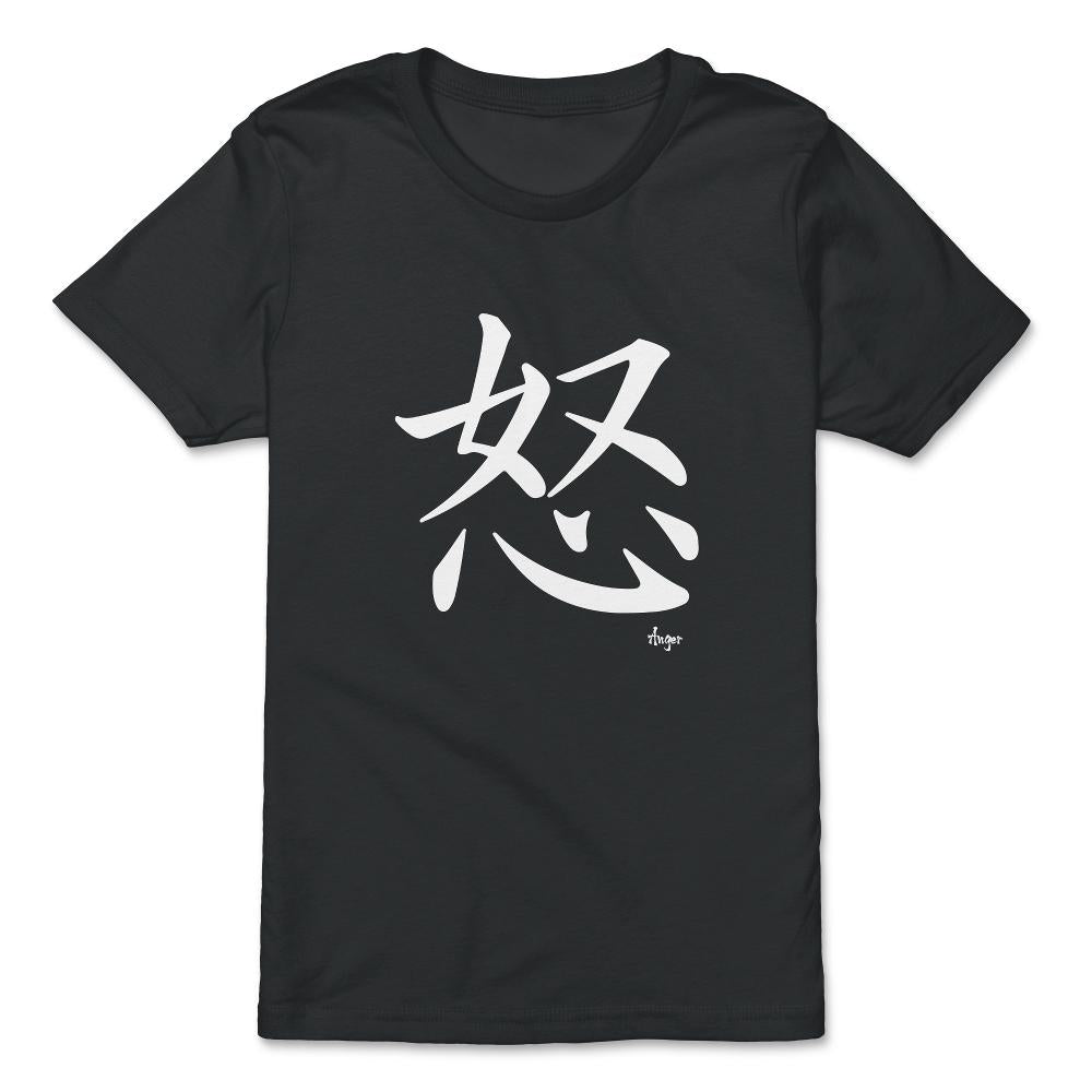 Anger Kanji Japanese Calligraphy Symbol design - Premium Youth Tee - Black