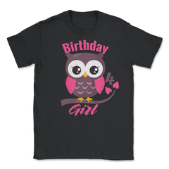 Owl on a tree branch Character Funny 4th Birthday girl print Unisex - Black