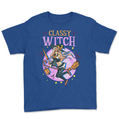 Anime Classy Witch Design graphic Youth Tee - Royal Blue