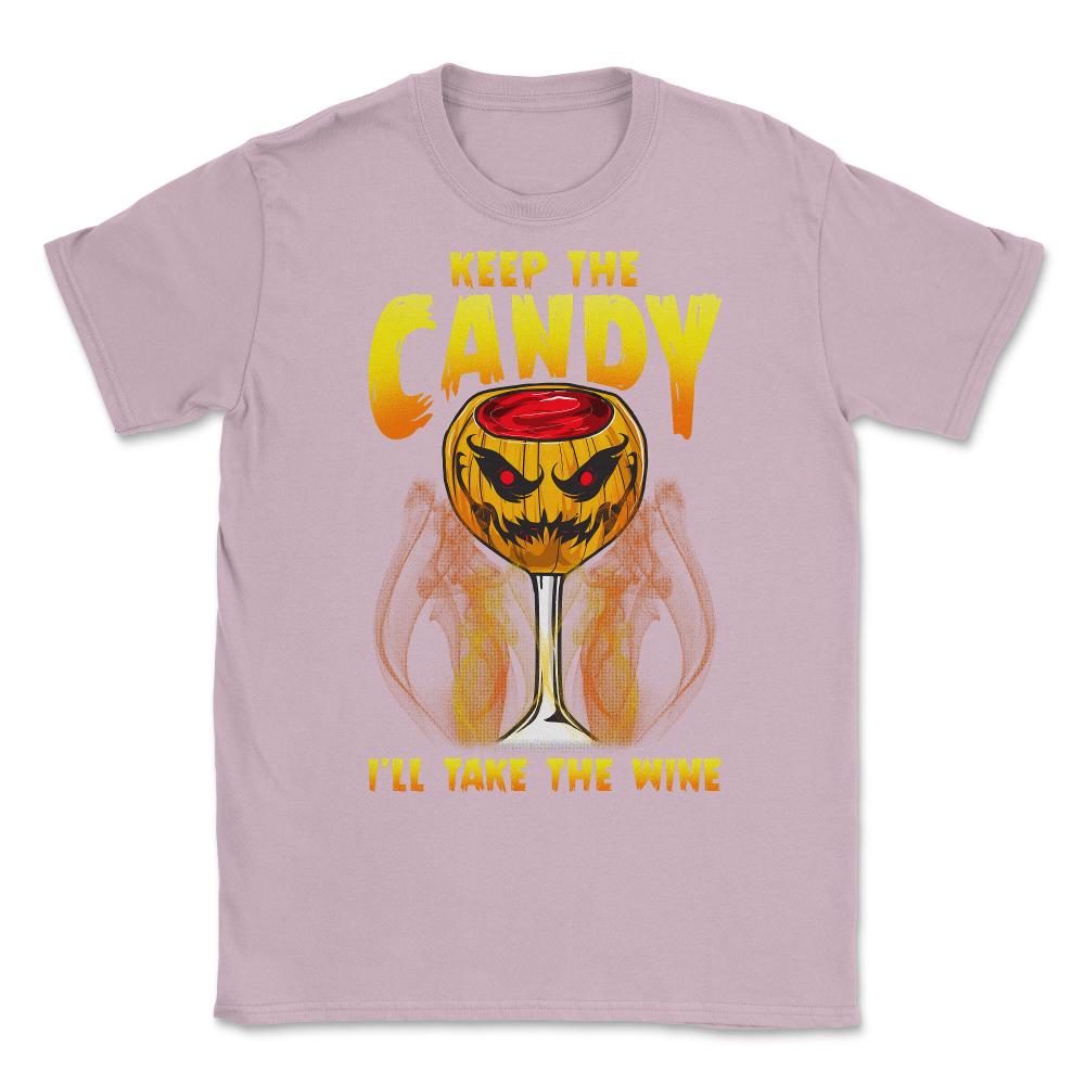 Halloween Wine Glass Spooky Jack o Lantern Unisex T-Shirt - Light Pink