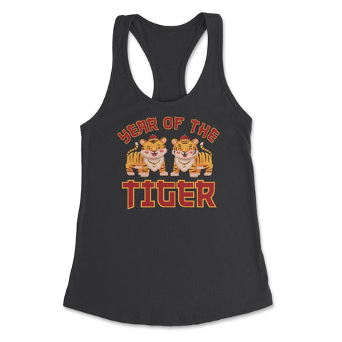 Year of the Tiger 2022 Chinese Tiger Cubs With Chinese Hats print - Black