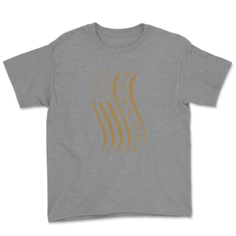 Cicada Line in Distressed US Flag for Cicada Reemergence design Youth - Grey Heather