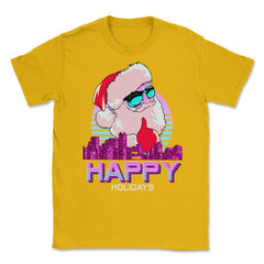 Vaporwave Santa XMAS Funny Humor Happy Holidays Unisex T-Shirt - Gold