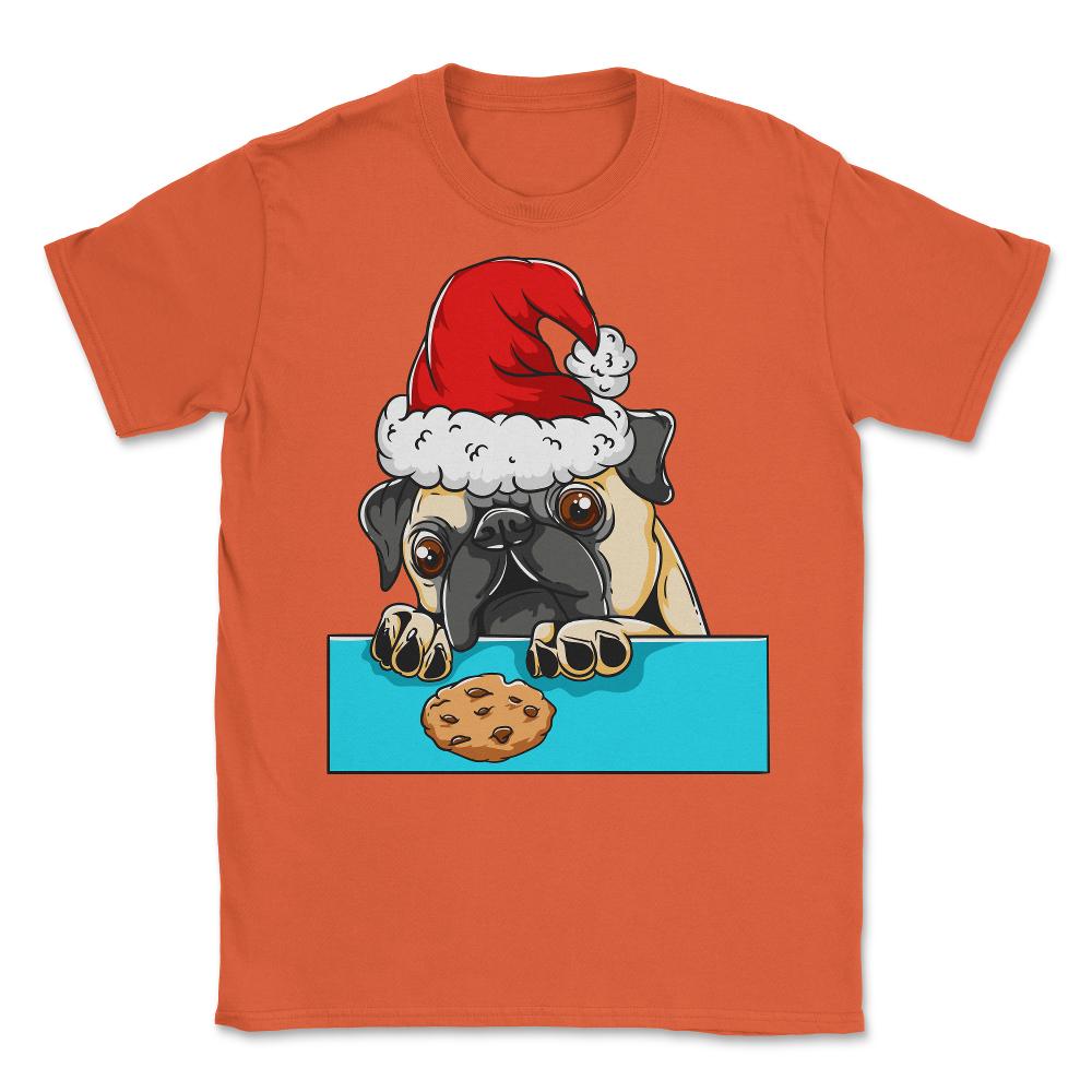Pug Dog with Santa Claus Hat Funny Christmas Gift Unisex T-Shirt - Orange