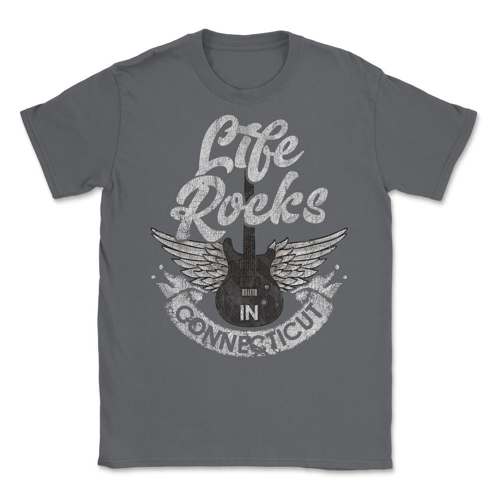 Life Rocks In Connecticut Electric Guitar With Wings print Unisex - Smoke Grey