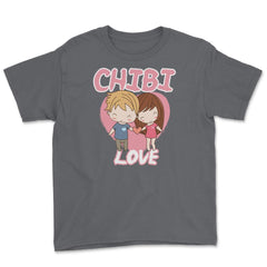 Chibi Love Anime Shirt Couple Humor Youth Tee - Smoke Grey