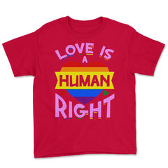 Love Is A Human Right Gay Pride LGBTQ Rainbow Flag design Youth Tee - Red