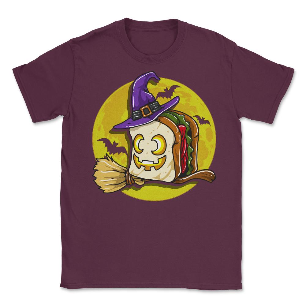 Sand-Witch Funny Halloween Witch Sandwich Humor Unisex T-Shirt - Maroon