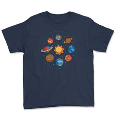 Solar System Planets Funny Planets Pluto Included Gift graphic Youth - Navy