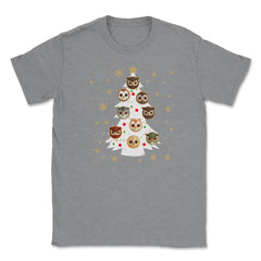 Owls XMAS Tree T-Shirt Cute Funny Humor Tee Gift Unisex T-Shirt - Grey Heather