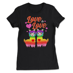 Love is Love Gay Pride Rainbow Llama Couple Funny Gift design - Women's Tee - Black
