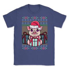 Pig Ugly Christmas Sweater Style Funny Unisex T-Shirt - Purple