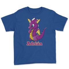 Adrian Name Dragon Personalized Birthday Gift print Youth Tee - Royal Blue