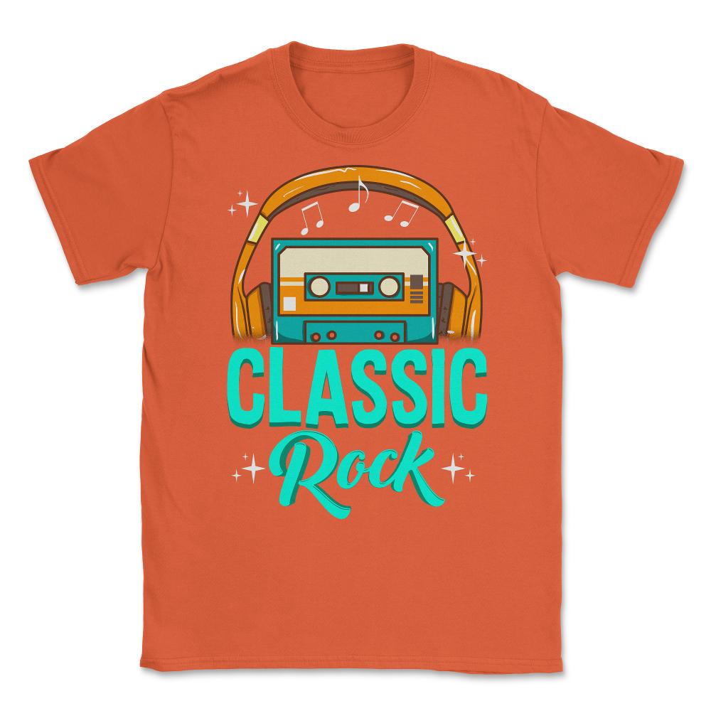 Classic Rock Cassette Tape With Headphones design Unisex T-Shirt - Orange