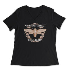 My Spirit Insect is a Cicada Retro Vintage Theme Meme product - Women's V-Neck Tee - Black