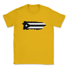 Puerto Rico Black Flag Resiste Boricua by ASJ print Unisex T-Shirt - Gold