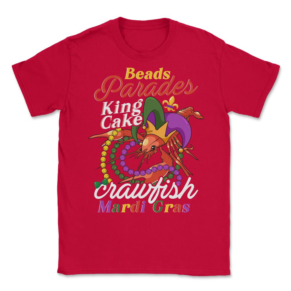 Crawfish With Jester Hat & Bead Necklaces Funny Mardi Gras design - Red