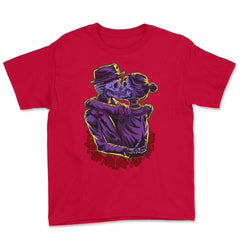 Kissing Skeletons Halloween / Day of the Dead Gift Youth Tee - Red