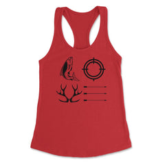 Funny Love Fishing And Hunting Antler Fish Target Arrow graphic - Red