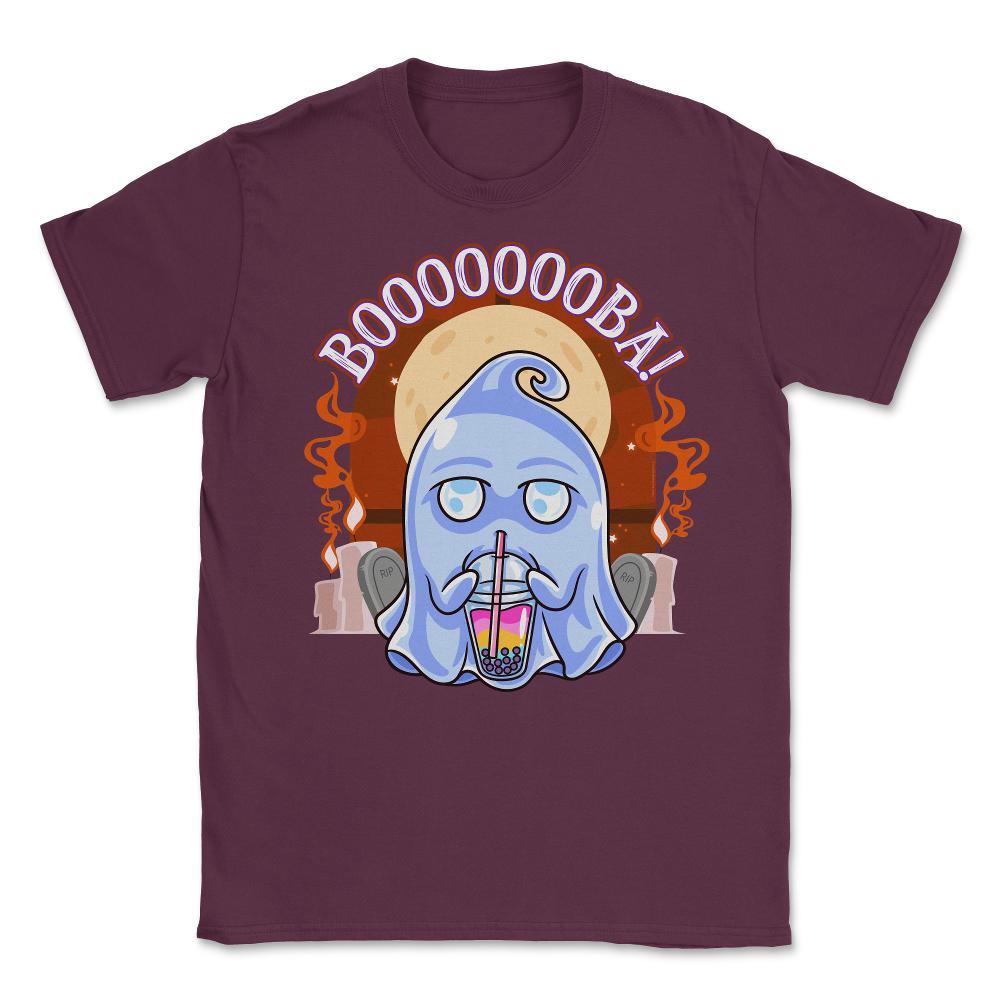 Boba Tea Ghost Boooooooba! Boo Drinking Boba Tea Funny Ghost design - Maroon
