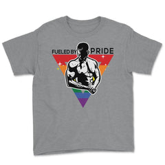 Fueled by Pride Gay Pride Guy in Rainbow Triangle2 Gift design Youth - Grey Heather