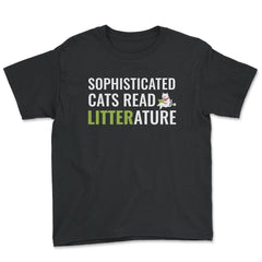Sophisticated Cat Reading a Book Funny Gift product - Youth Tee - Black