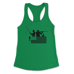 Fishing And Hunting USA Flag Patriotic Fisherman Hunter design - Kelly Green