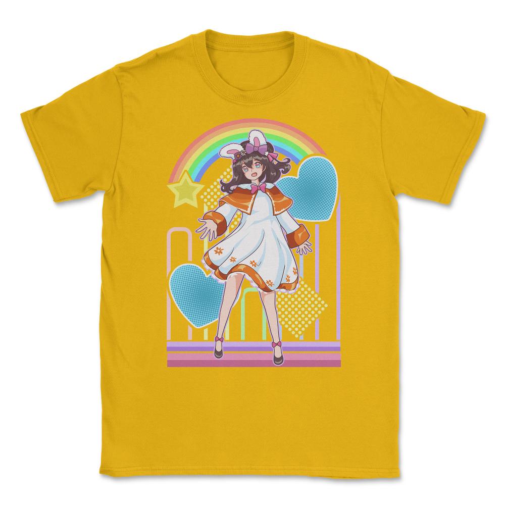Lolita Fashion Themed Bunny Girl Anime Design print Unisex T-Shirt - Gold