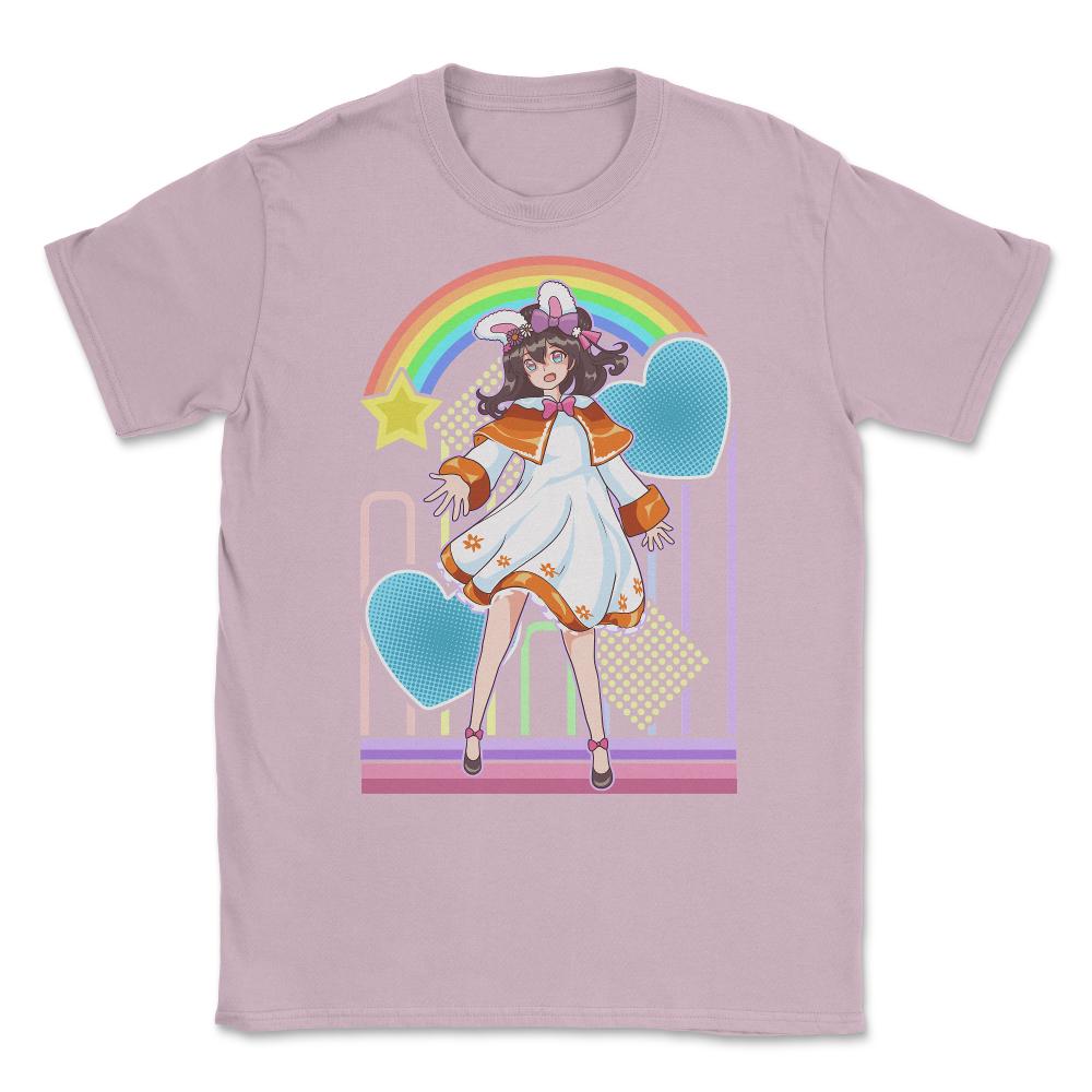 Lolita Fashion Themed Bunny Girl Anime Design print Unisex T-Shirt - Light Pink