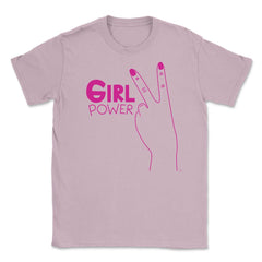 Girl Power Peace Sign T-Shirt Feminism Shirt Top Tee Gift Unisex - Light Pink