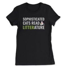 Sophisticated Cat Reading a Book Funny Gift product - Women's Tee - Black
