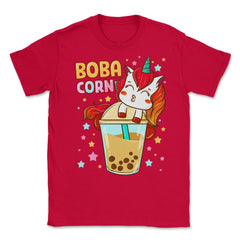 Boba Tea Bubble Tea Cute Kawaii Unicorn Gift design Unisex T-Shirt - Red
