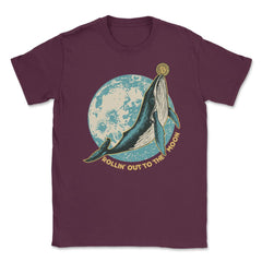 Bitcoin Rollin’ Out to the Moon Whale Theme For Crypto Fans graphic - Maroon