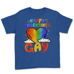 Happy Valentines Gay Rainbow Pride Gift print Youth Tee - Royal Blue