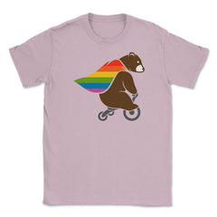 Rainbow Flag Bear Hero Gay Pride print Unisex T-Shirt - Light Pink