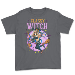 Anime Classy Witch Design graphic Youth Tee - Smoke Grey