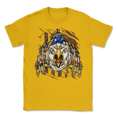 American Bald Eagle Head & US Flag Military Retro Vintage graphic - Gold