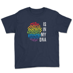 Is In My DNA Rainbow Flag Gay Pride Fingerprint Design design Youth - Navy